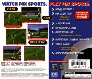 FOX Sports Soccer 99 (US) box cover back